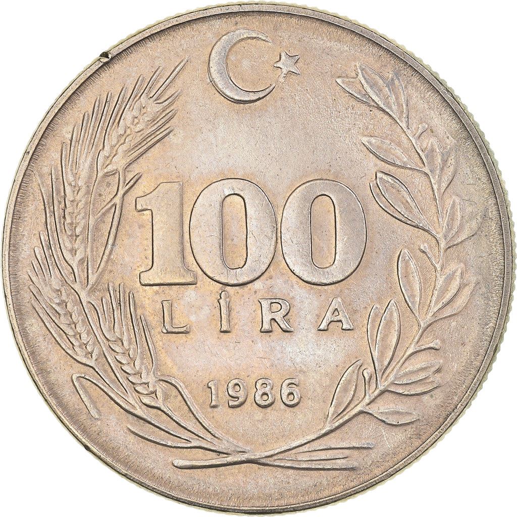 Turkey Coin Turkish 100 Lira | President Mustafa Kemal Ataturk | Moon Star | KM967 | 1984 - 1988