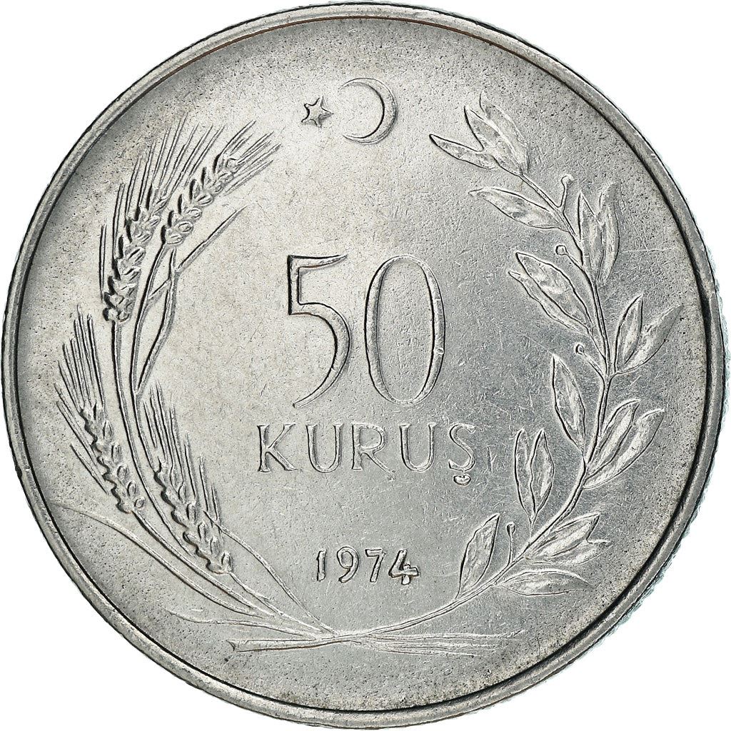 Turkey Coin Turkish 50 Kurus | FAO | Bride | Moon Star | KM899 | 1971 - 1979