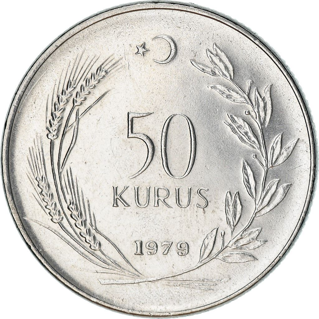 Turkey Coin Turkish 50 Kurus | FAO | Bride | Moon Star | KM899 | 1971 - 1979