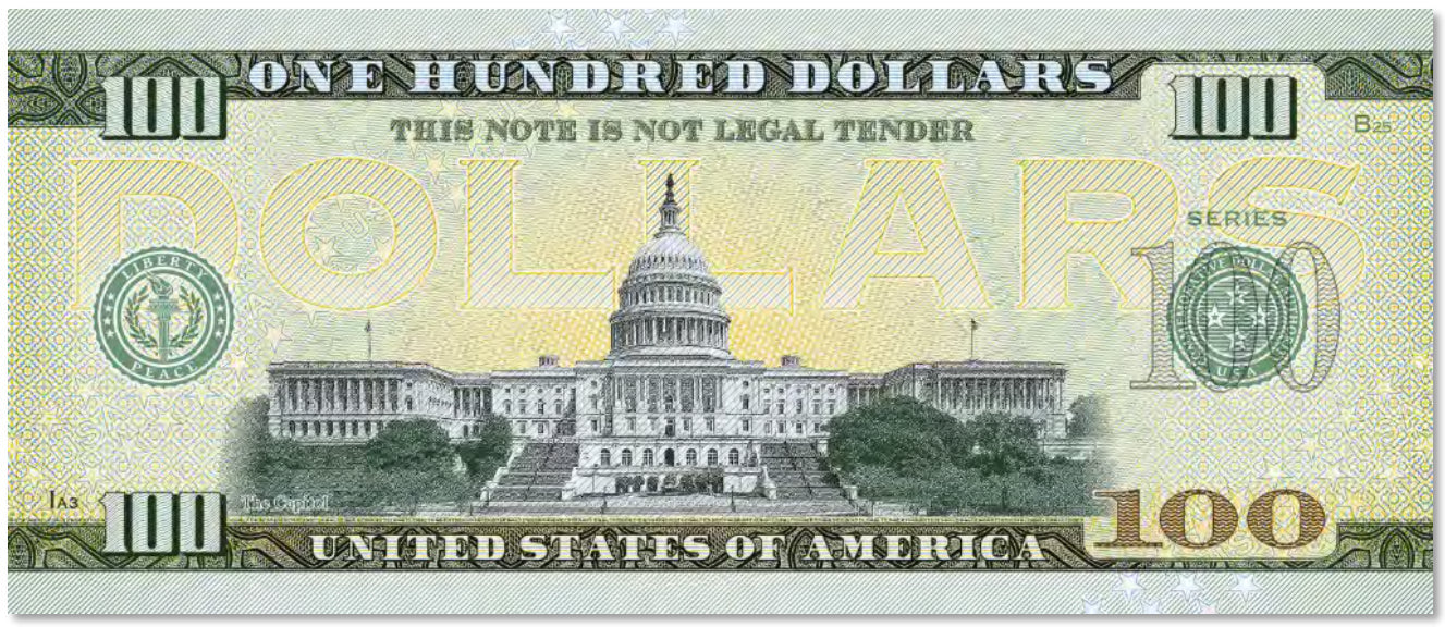 USA 100 Dollar Note | Alaska Commemorative Souvenir | Alaskan Timber Wolf | Denali | Totem Pole | The 50 U.S. States Edition