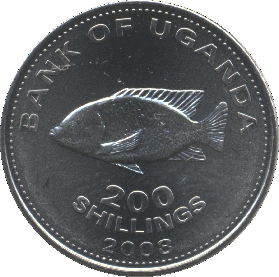 Uganda | 200 Shillings Coin | Cichlid Fish | KM68a | 2007 - 2019