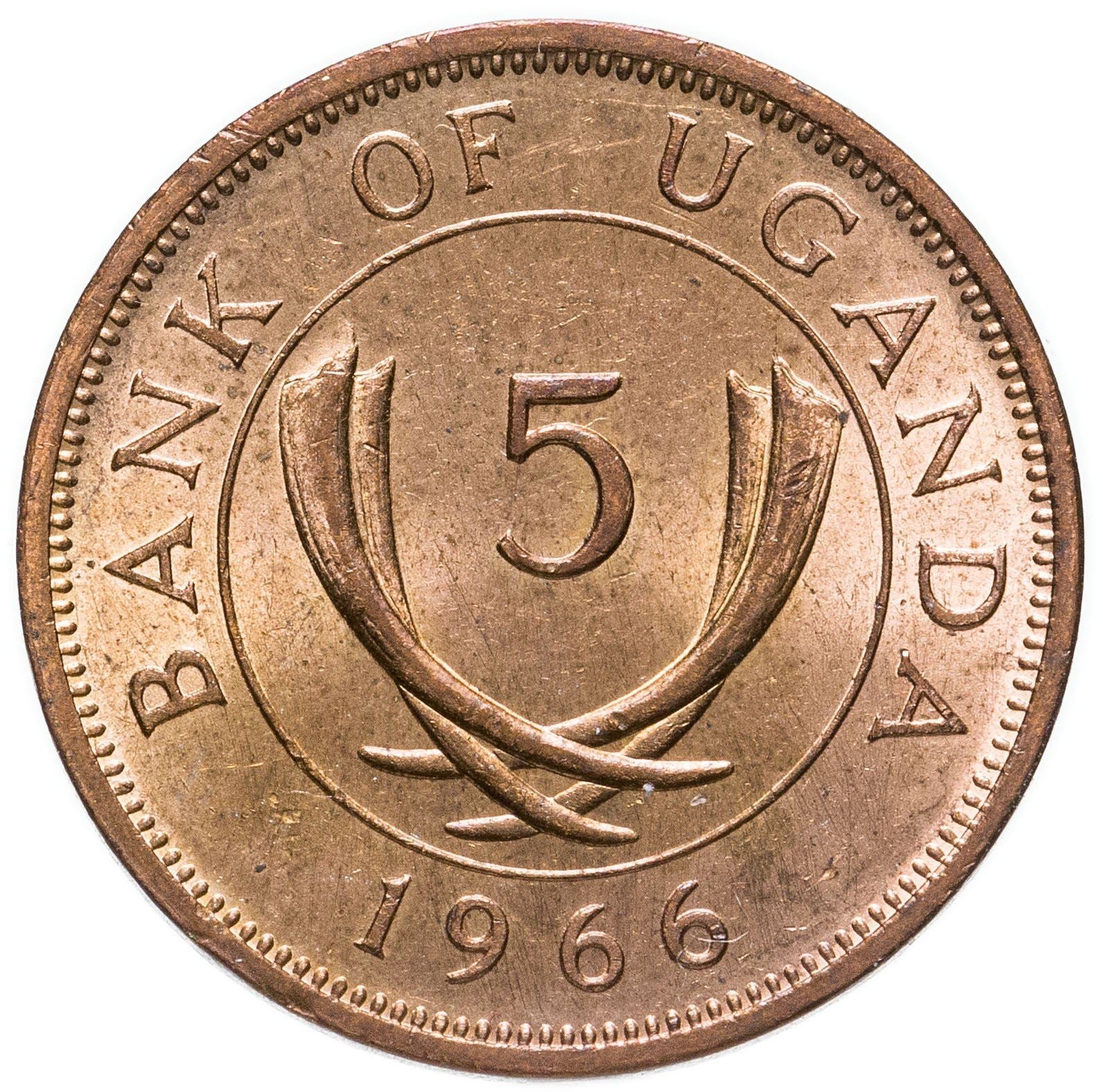 Uganda | 5 Cents Coin | KM1 | 1966 - 1975