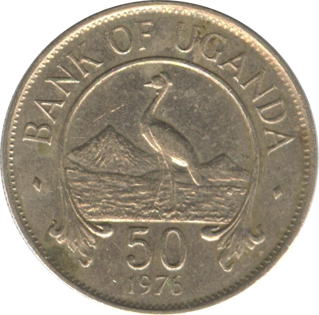 Uganda | 50 Cents Coin | Grey Crowned Crane | KM4a | 1976