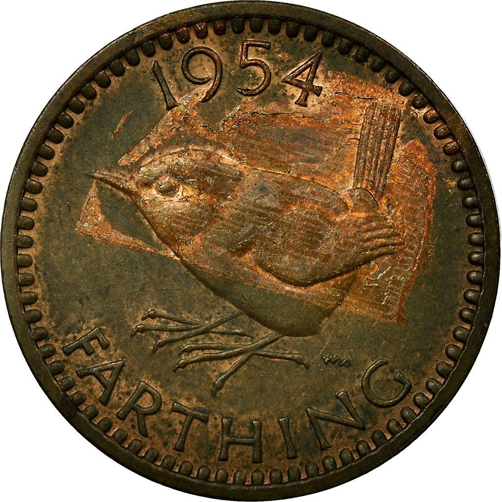 United Kingdom 1 Farthing - Elizabeth II 1st portrait | no 'BRITT:OMN' | Coin KM895 1954 - 1956