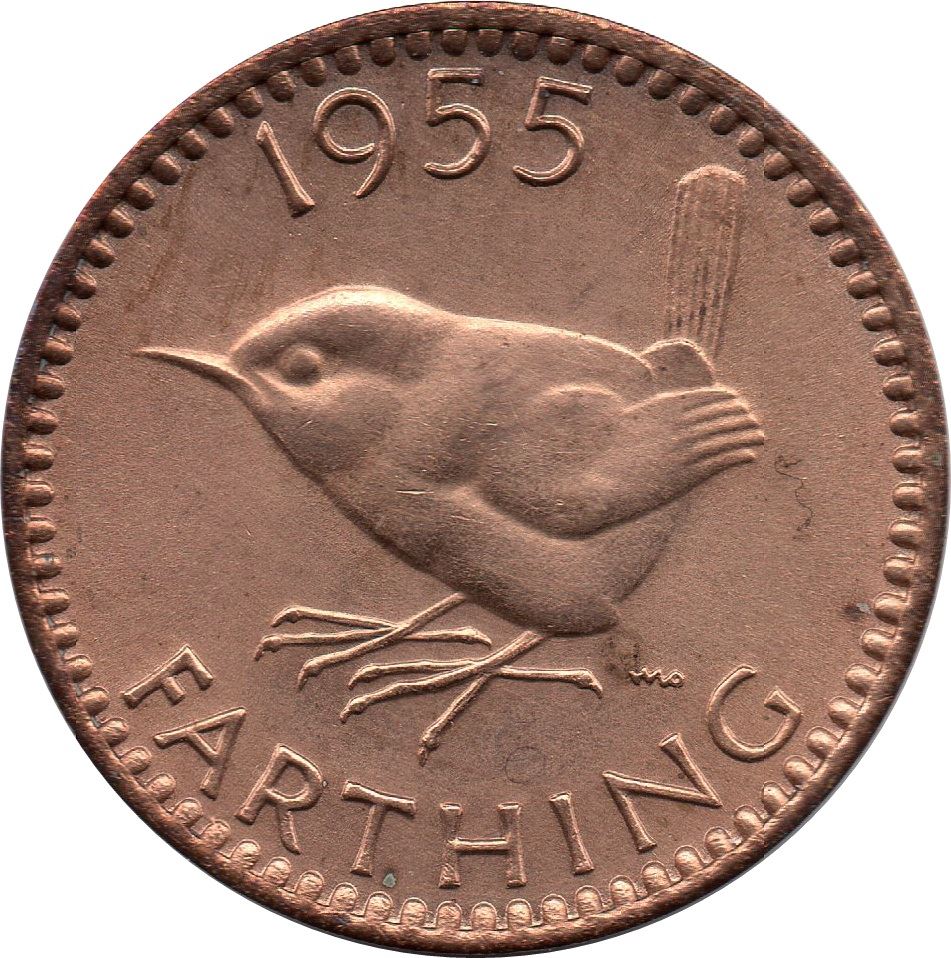 United Kingdom 1 Farthing - Elizabeth II 1st portrait | no 'BRITT:OMN' | Coin KM895 1954 - 1956