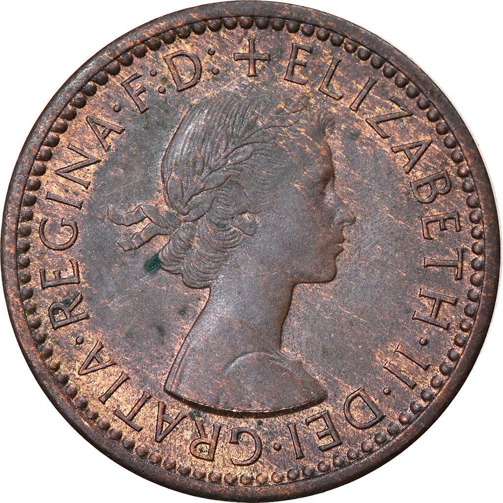 United Kingdom 1 Farthing - Elizabeth II 1st portrait | no 'BRITT:OMN' | Coin KM895 1954 - 1956