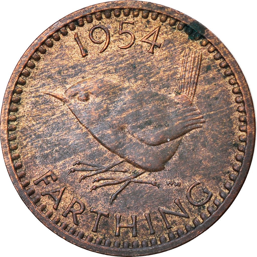 United Kingdom 1 Farthing - Elizabeth II 1st portrait | no 'BRITT:OMN' | Coin KM895 1954 - 1956