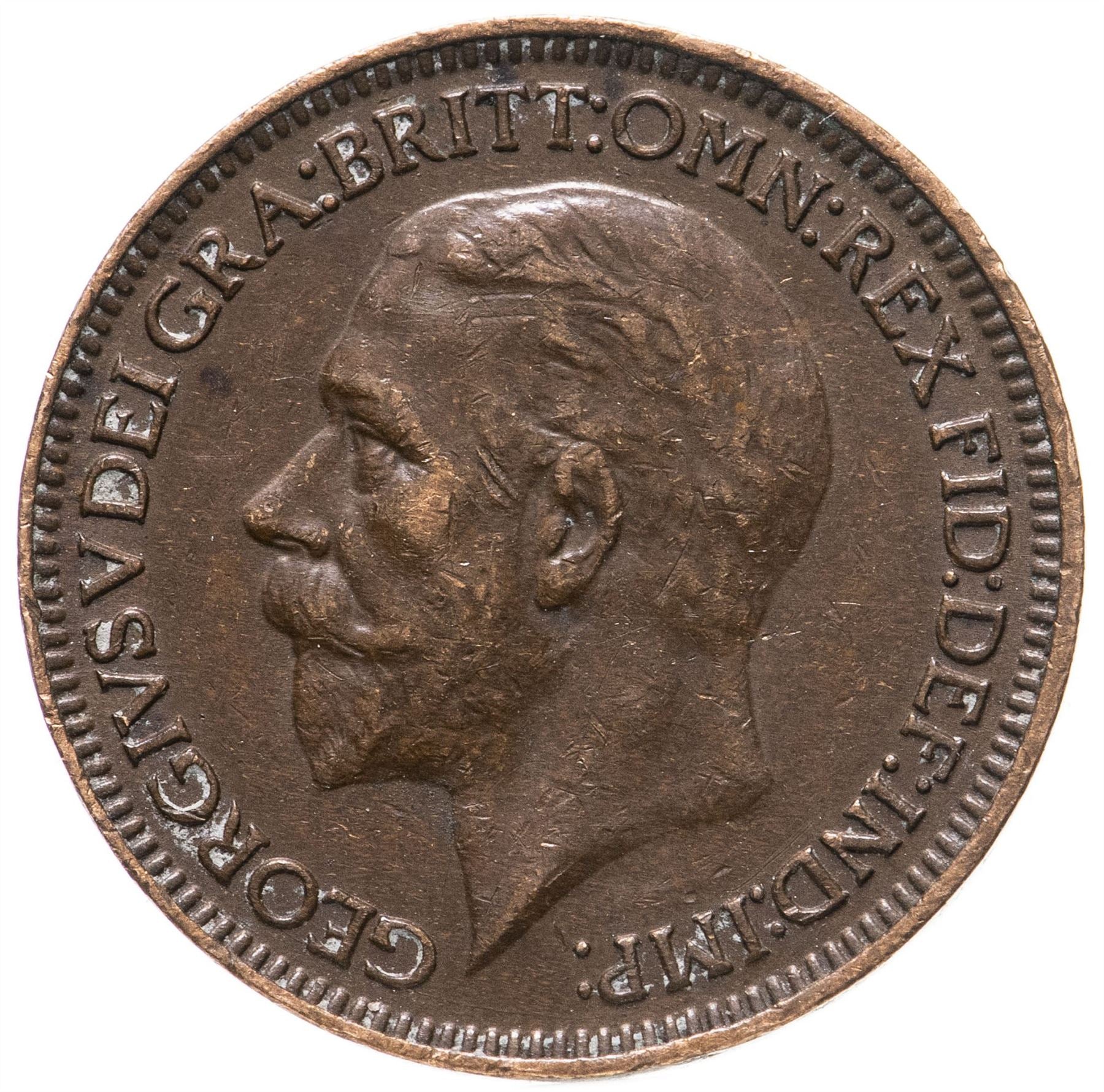 United Kingdom 1 Farthing - George V modified effigy | Coin KM825 1926 - 1936