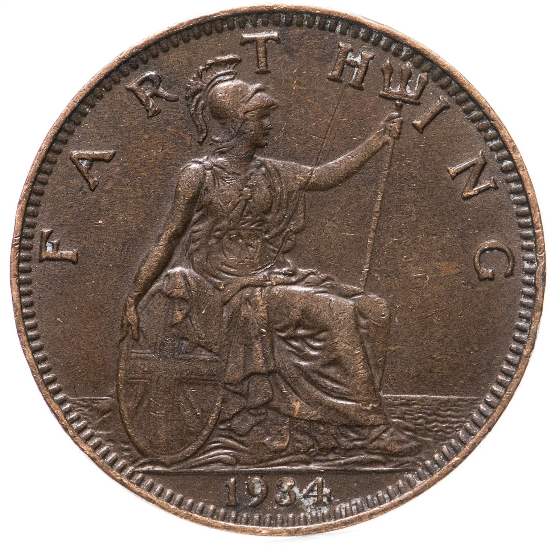 United Kingdom 1 Farthing - George V modified effigy | Coin KM825 1926 - 1936