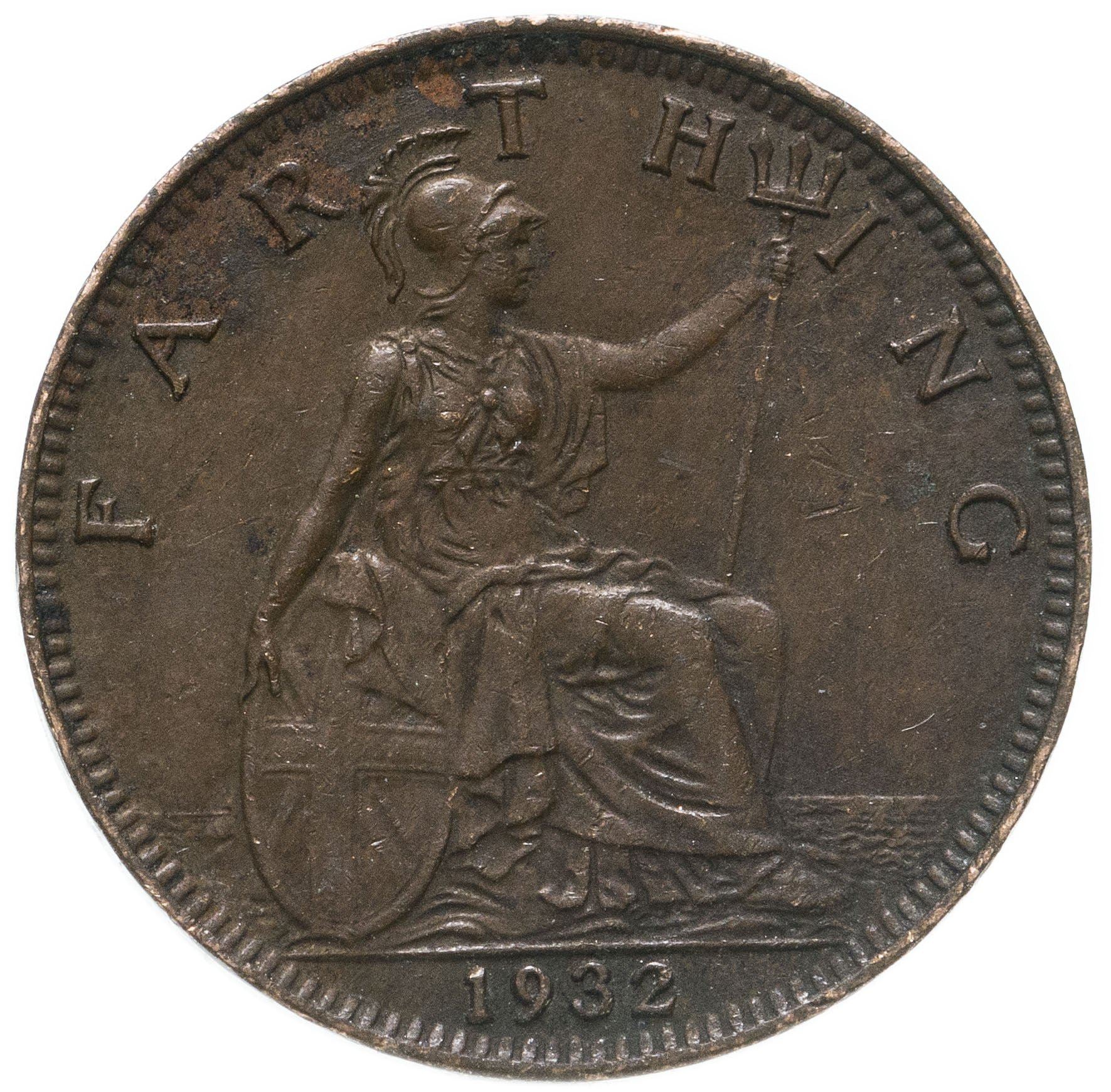 United Kingdom 1 Farthing - George V modified effigy | Coin KM825 1926 - 1936