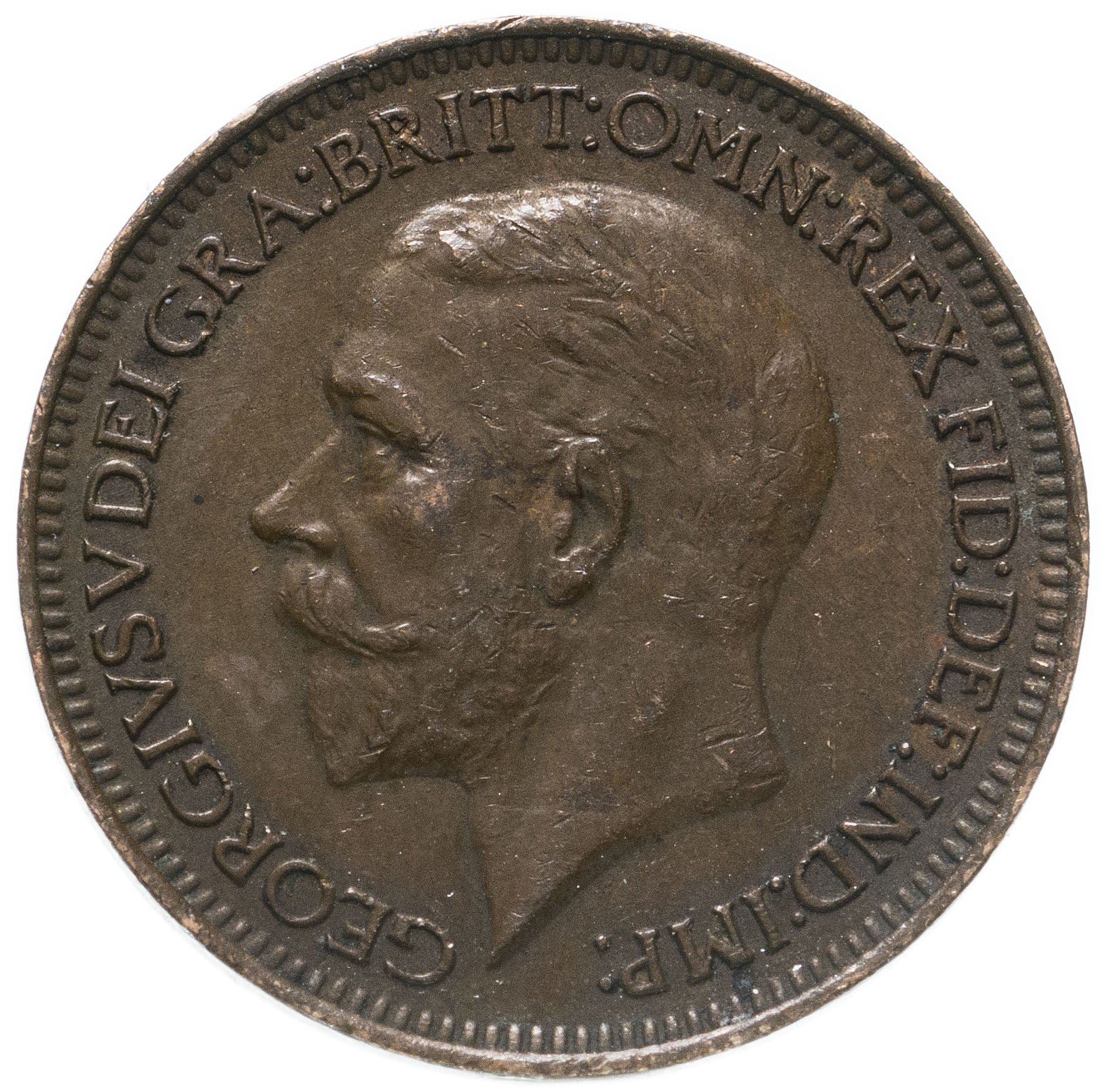 United Kingdom 1 Farthing - George V modified effigy | Coin KM825 1926 - 1936