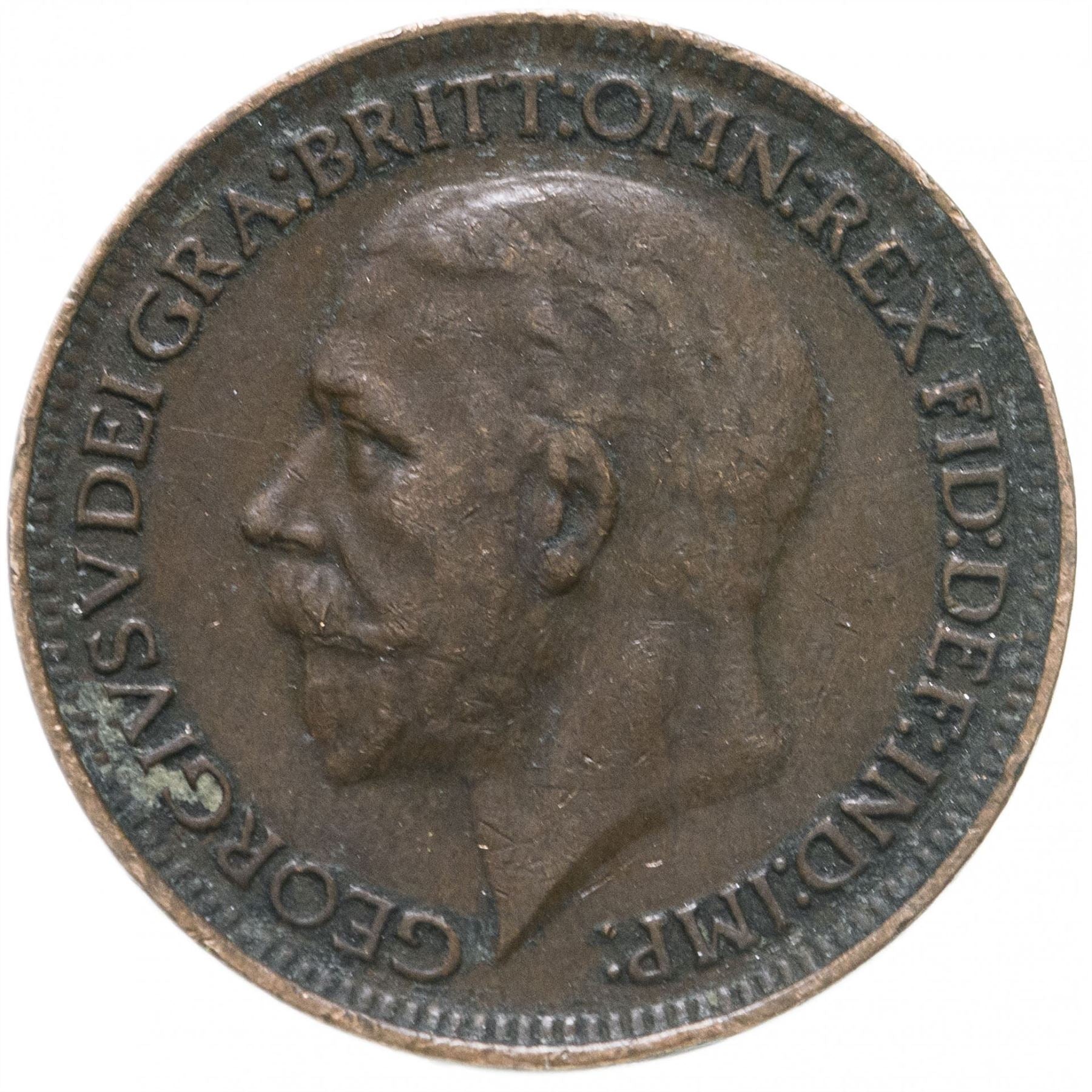 United Kingdom 1 Farthing - George V modified effigy | Coin KM825 1926 - 1936