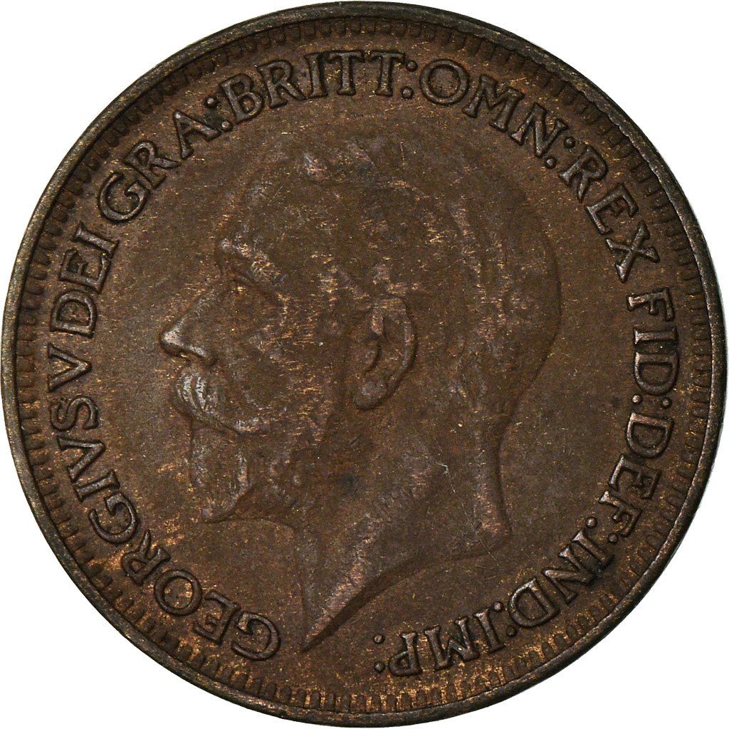 United Kingdom 1 Farthing - George V modified effigy | Coin KM825 1926 - 1936