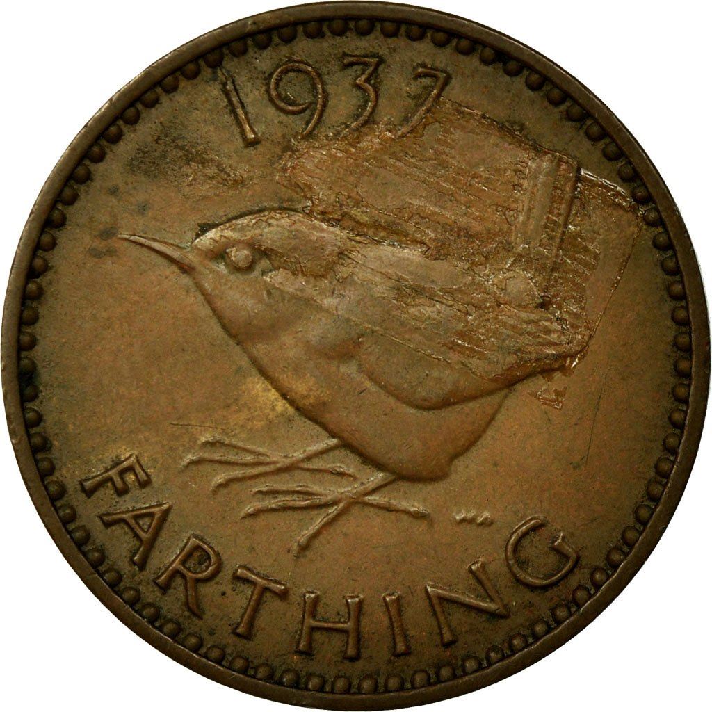 United Kingdom 1 Farthing - George VI with 'IND:IMP' | Coin KM843 1937 - 1948