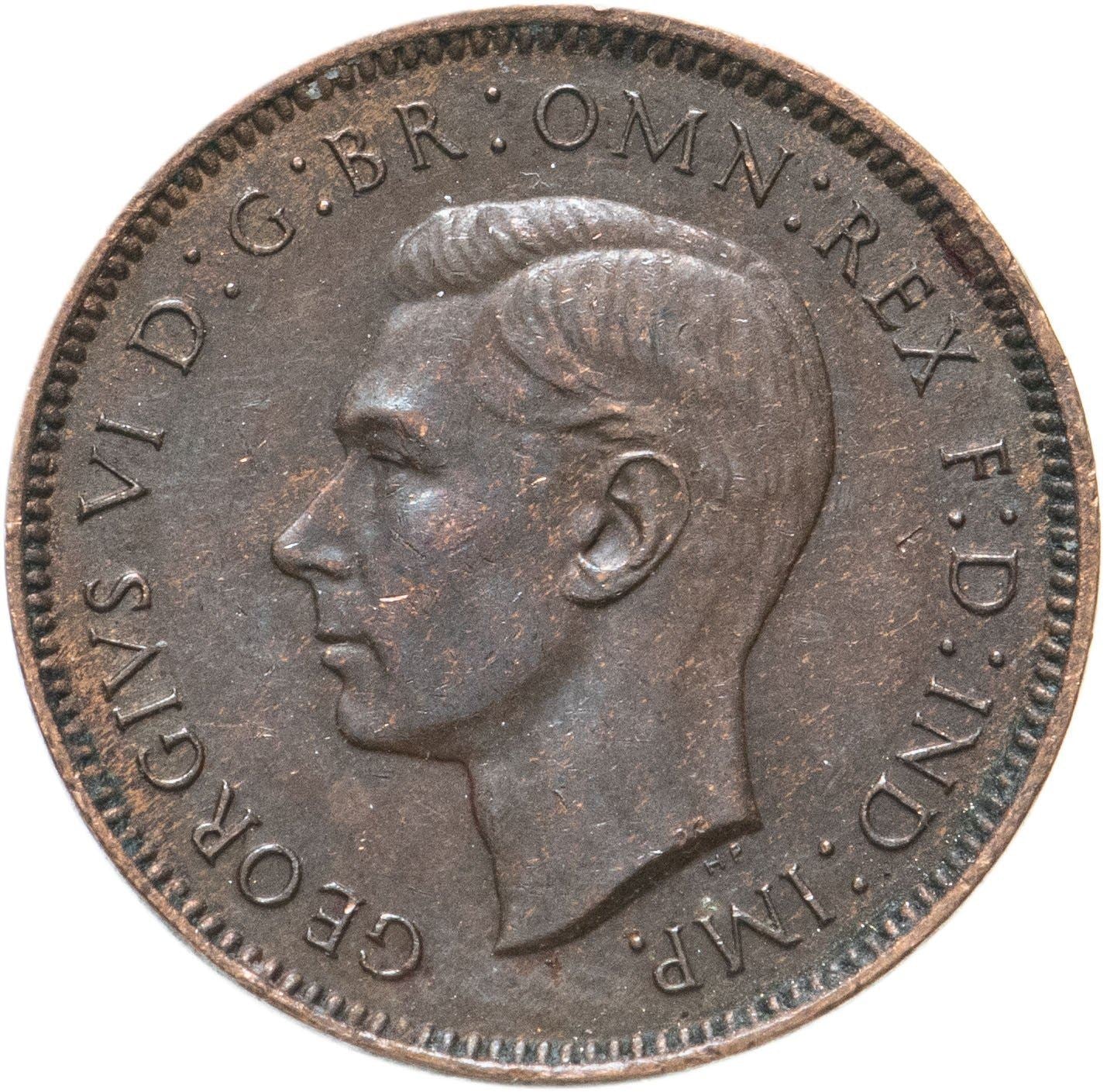 United Kingdom 1 Farthing - George VI with 'IND:IMP' | Coin KM843 1937 - 1948