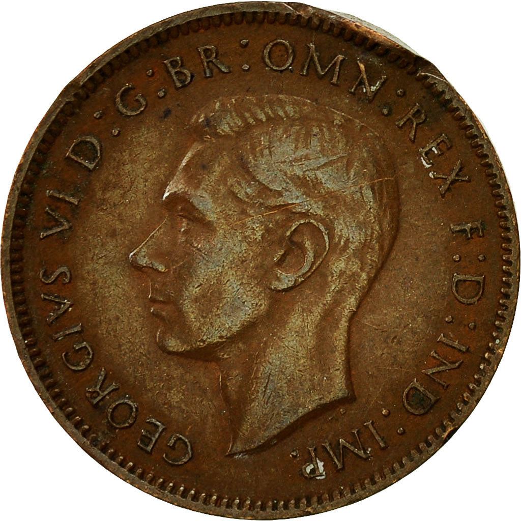 United Kingdom 1 Farthing - George VI with 'IND:IMP' | Coin KM843 1937 - 1948