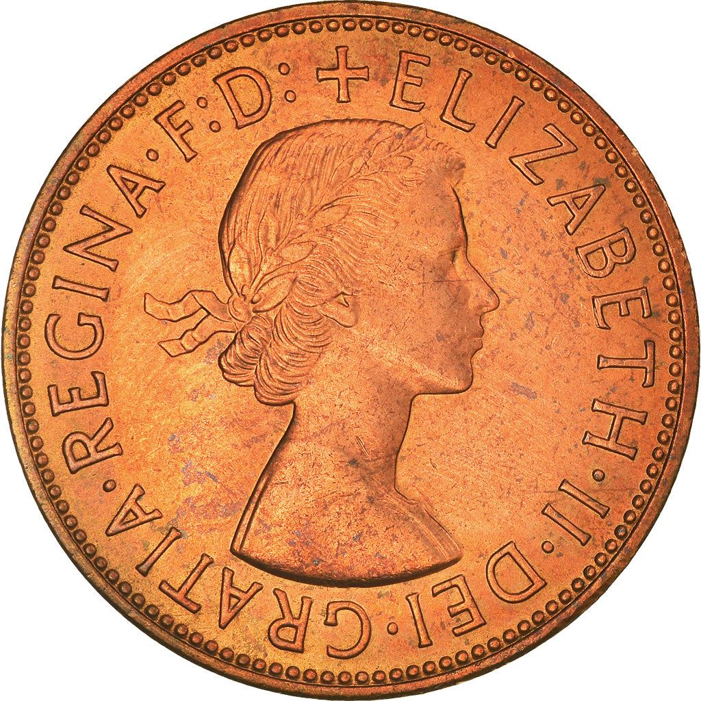 United Kingdom 1 Penny - Elizabeth II 1st portrait | without 'BRITT:OMN' | Coin KM897 1954 - 1970