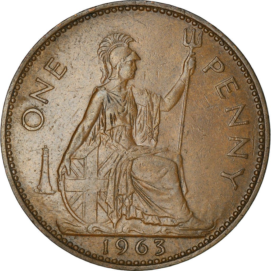 United Kingdom 1 Penny - Elizabeth II 1st portrait | without 'BRITT:OMN' | Coin KM897 1954 - 1970