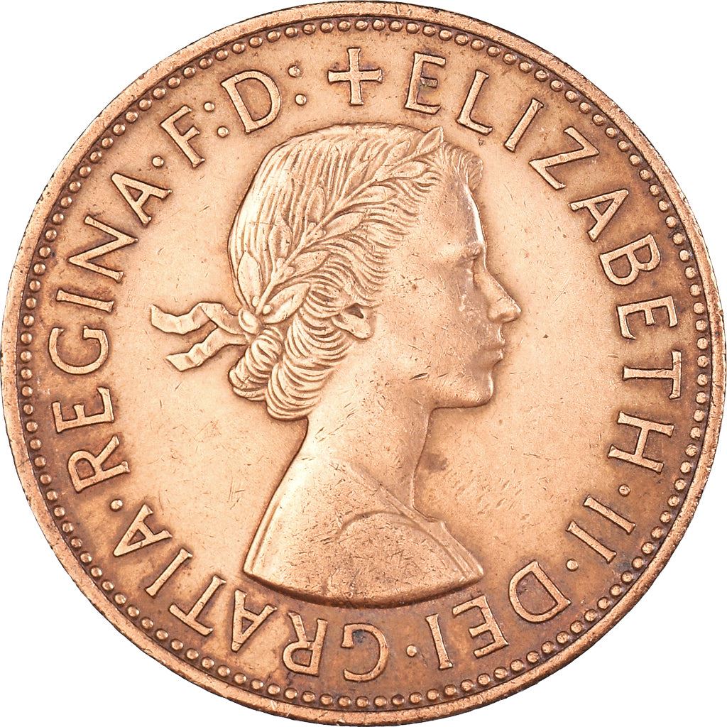 United Kingdom 1 Penny - Elizabeth II 1st portrait | without 'BRITT:OMN' | Coin KM897 1954 - 1970