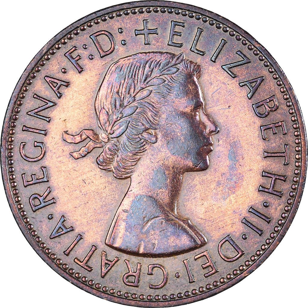 United Kingdom 1 Penny - Elizabeth II 1st portrait | without 'BRITT:OMN' | Coin KM897 1954 - 1970