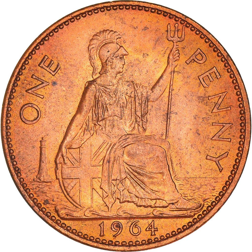 United Kingdom 1 Penny - Elizabeth II 1st portrait | without 'BRITT:OMN' | Coin KM897 1954 - 1970