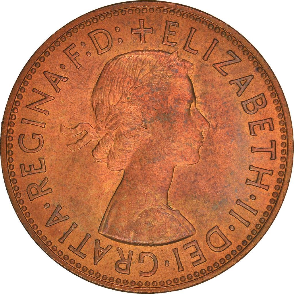 United Kingdom 1 Penny - Elizabeth II 1st portrait | without 'BRITT:OMN' | Coin KM897 1954 - 1970