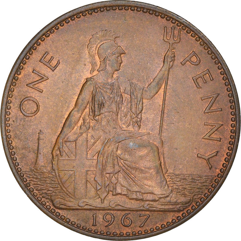 United Kingdom 1 Penny - Elizabeth II 1st portrait | without 'BRITT:OMN' | Coin KM897 1954 - 1970