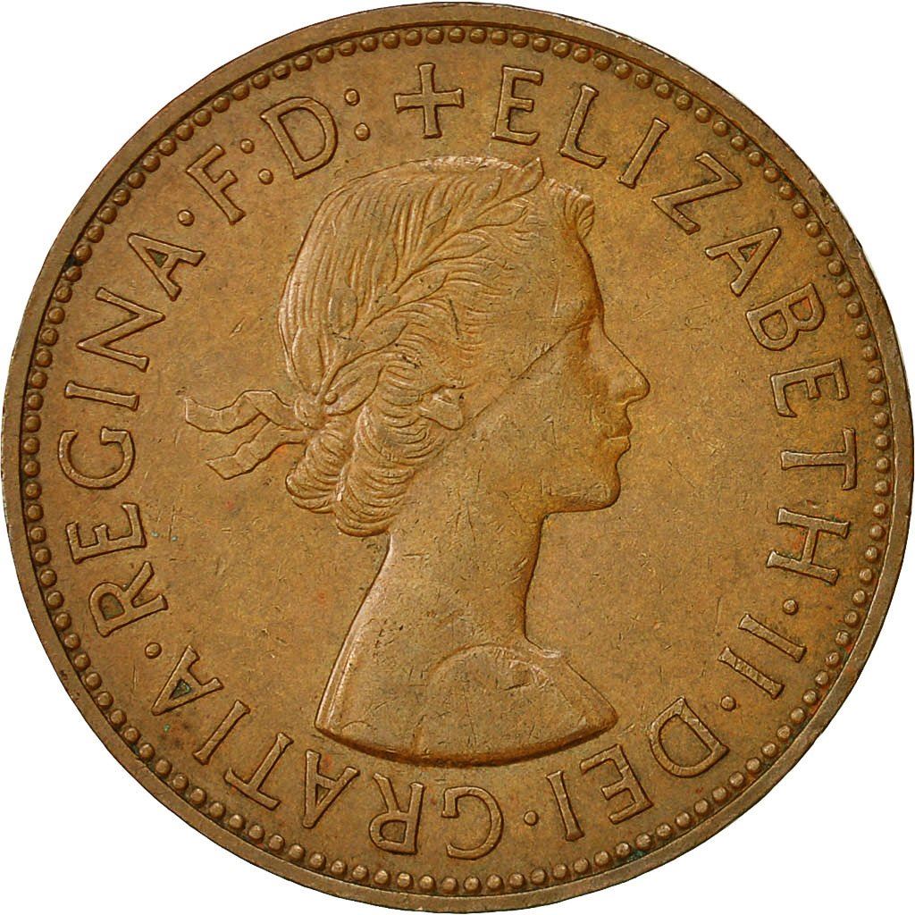 United Kingdom 1 Penny - Elizabeth II 1st portrait | without 'BRITT:OMN' | Coin KM897 1954 - 1970