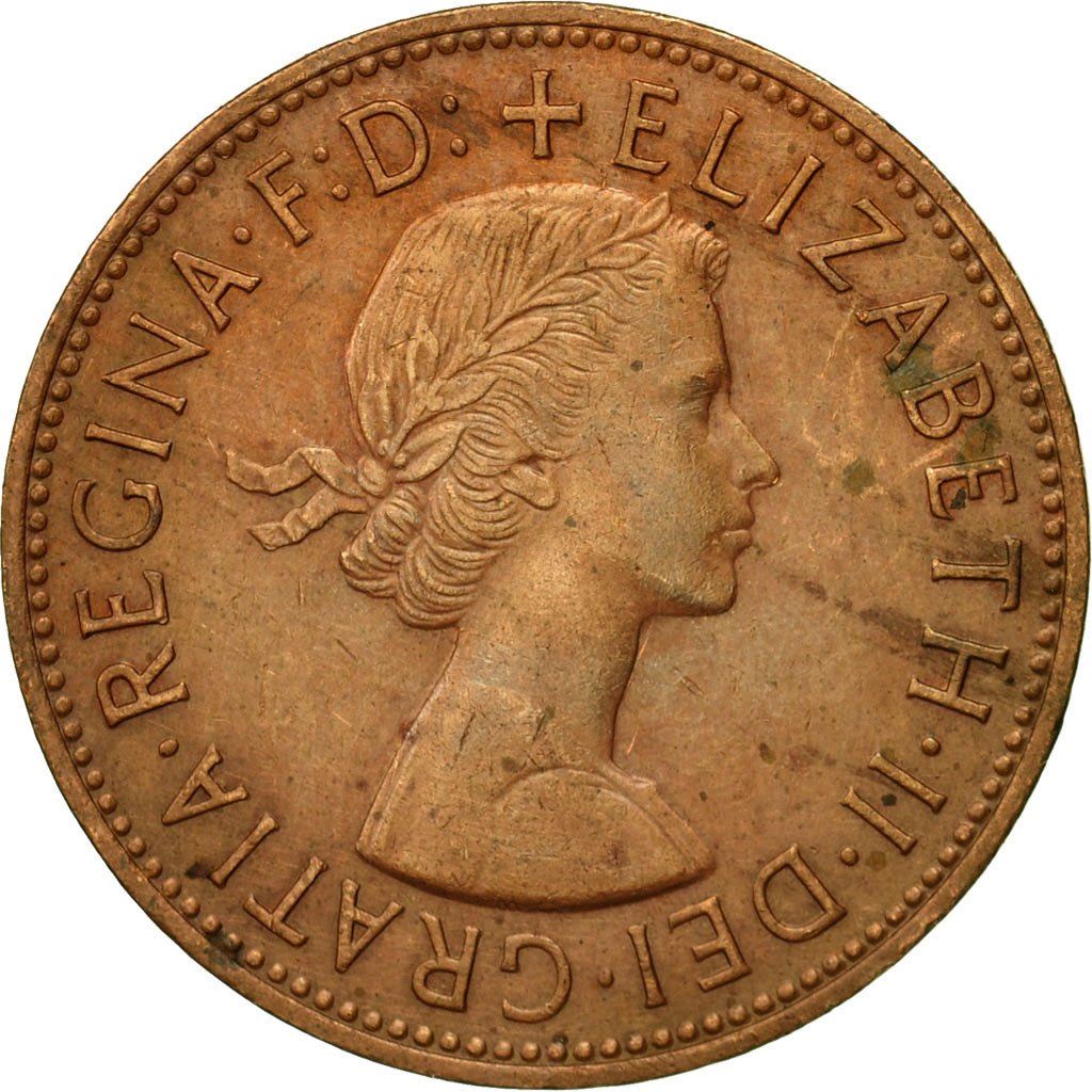 United Kingdom 1 Penny - Elizabeth II 1st portrait | without 'BRITT:OMN' | Coin KM897 1954 - 1970