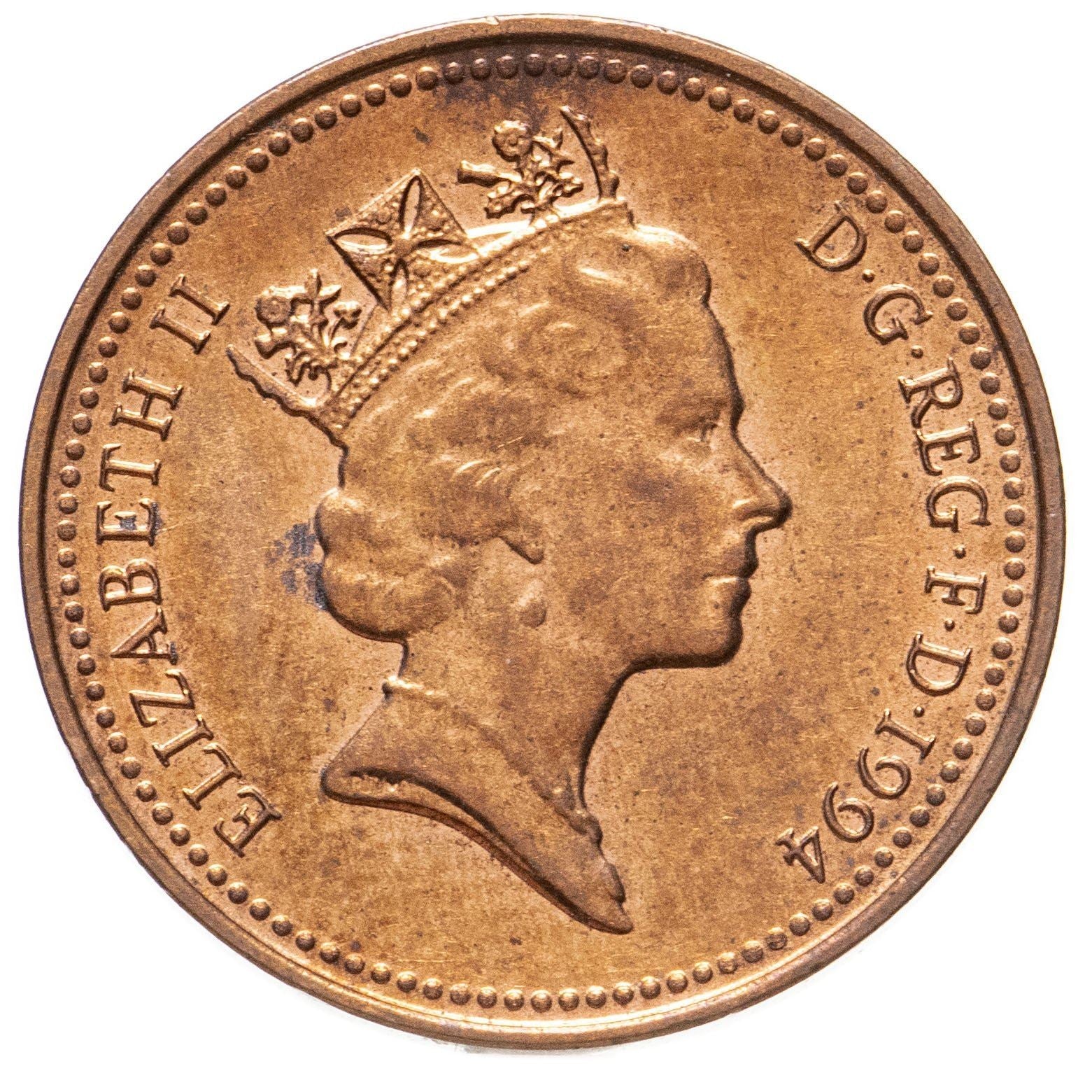 United Kingdom 1 Penny - Elizabeth II 3rd portrait | magnetic | Coin KM935a 1992 - 1997