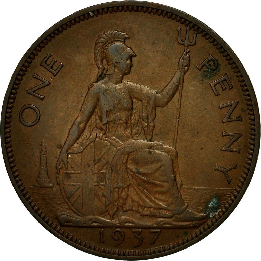 United Kingdom 1 Penny - George VI with 'IND:IMP' | Coin KM845 1937 - 1948