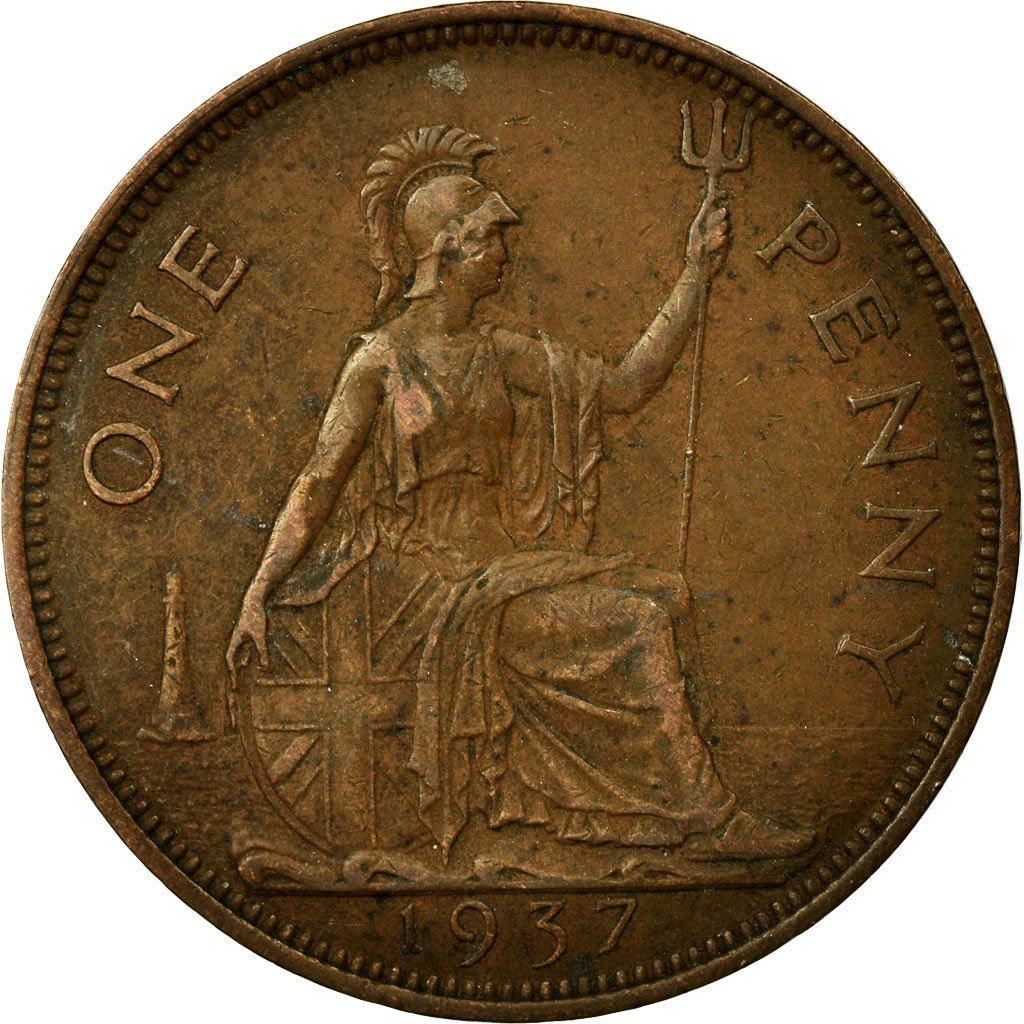 United Kingdom 1 Penny - George VI with 'IND:IMP' | Coin KM845 1937 - 1948