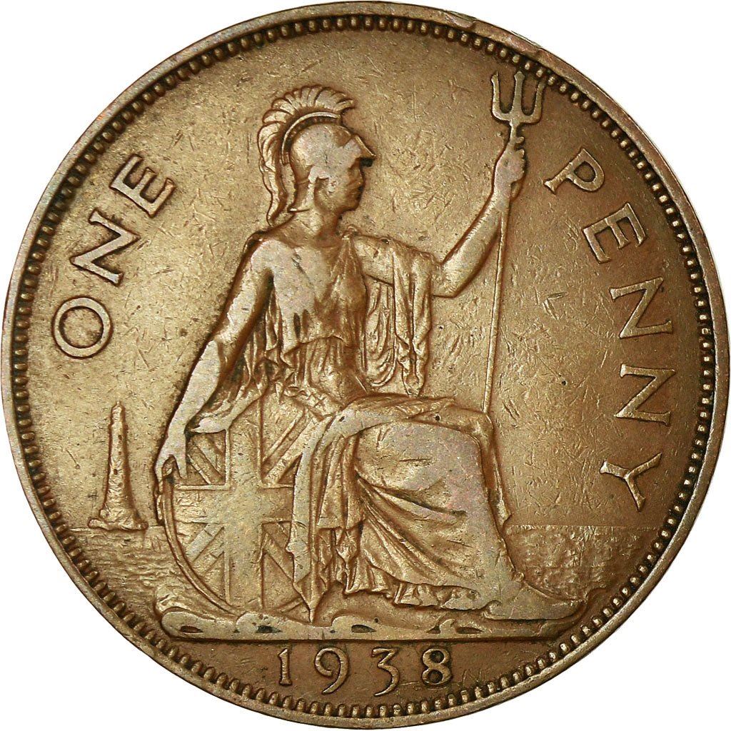 United Kingdom 1 Penny - George VI with 'IND:IMP' | Coin KM845 1937 - 1948