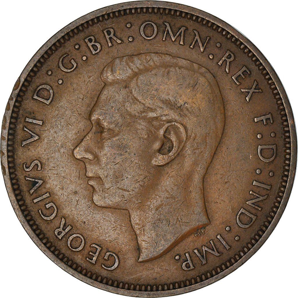 United Kingdom 1 Penny - George VI with 'IND:IMP' | Coin KM845 1937 - 1948