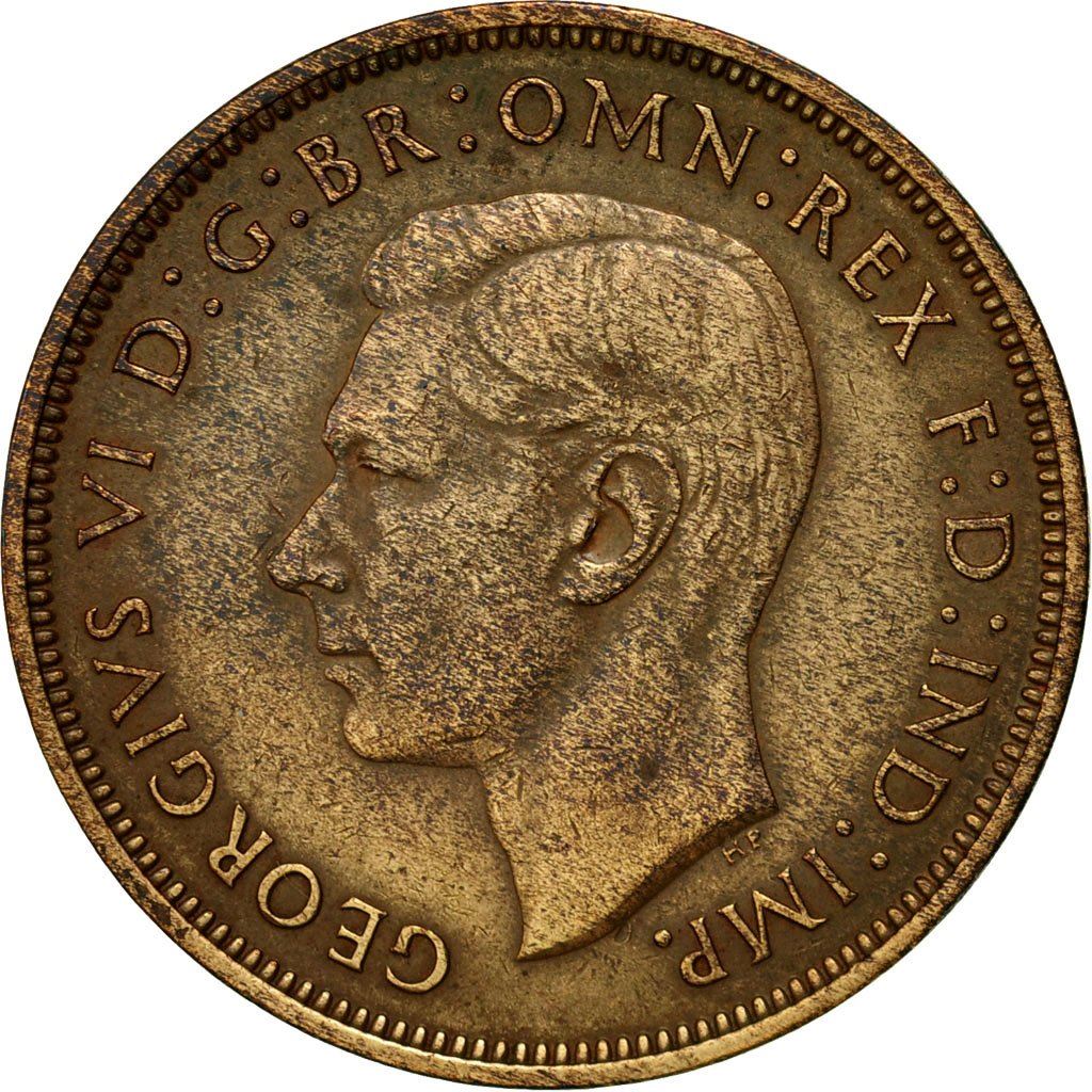 United Kingdom 1 Penny - George VI with 'IND:IMP' | Coin KM845 1937 - 1948