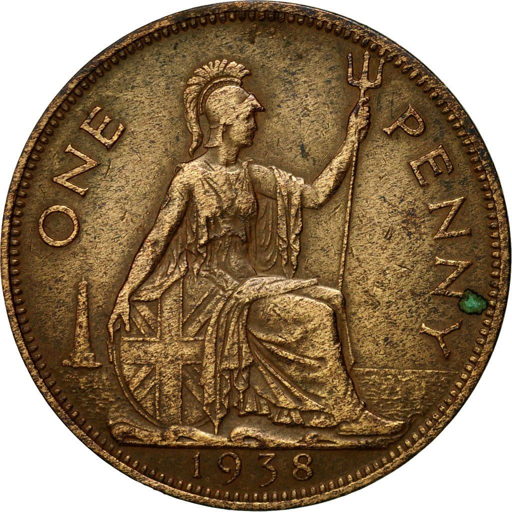 United Kingdom 1 Penny - George VI with 'IND:IMP' | Coin KM845 1937 - 1948