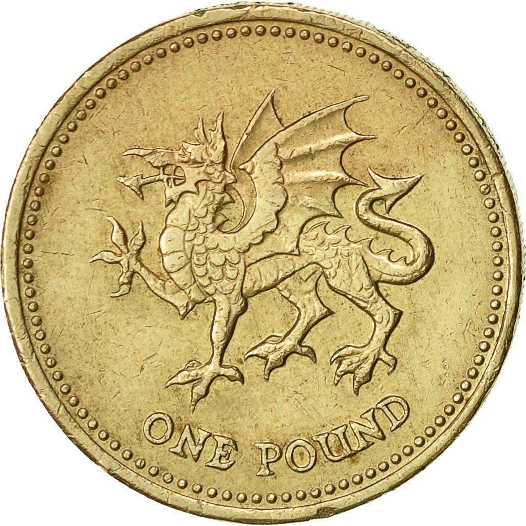 United Kingdom | 1 Pound Coin | Elizabeth II | 3rd portrait | Welsh Dragon | 1995