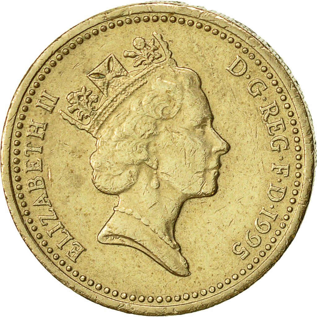 United Kingdom | 1 Pound Coin | Elizabeth II | 3rd portrait | Welsh Dragon | 1995