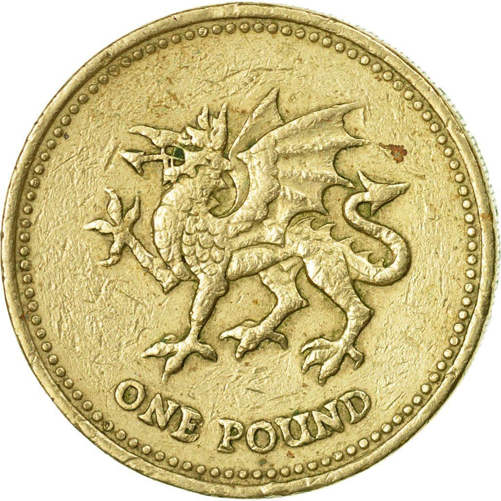 United Kingdom | 1 Pound Coin | Elizabeth II | 3rd portrait | Welsh Dragon | 1995