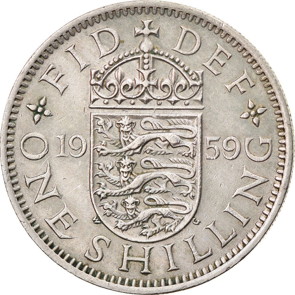 United Kingdom 1 Shilling - Elizabeth II English shield | no 'BRITT:OMN' | Coin KM904 1954 - 1970