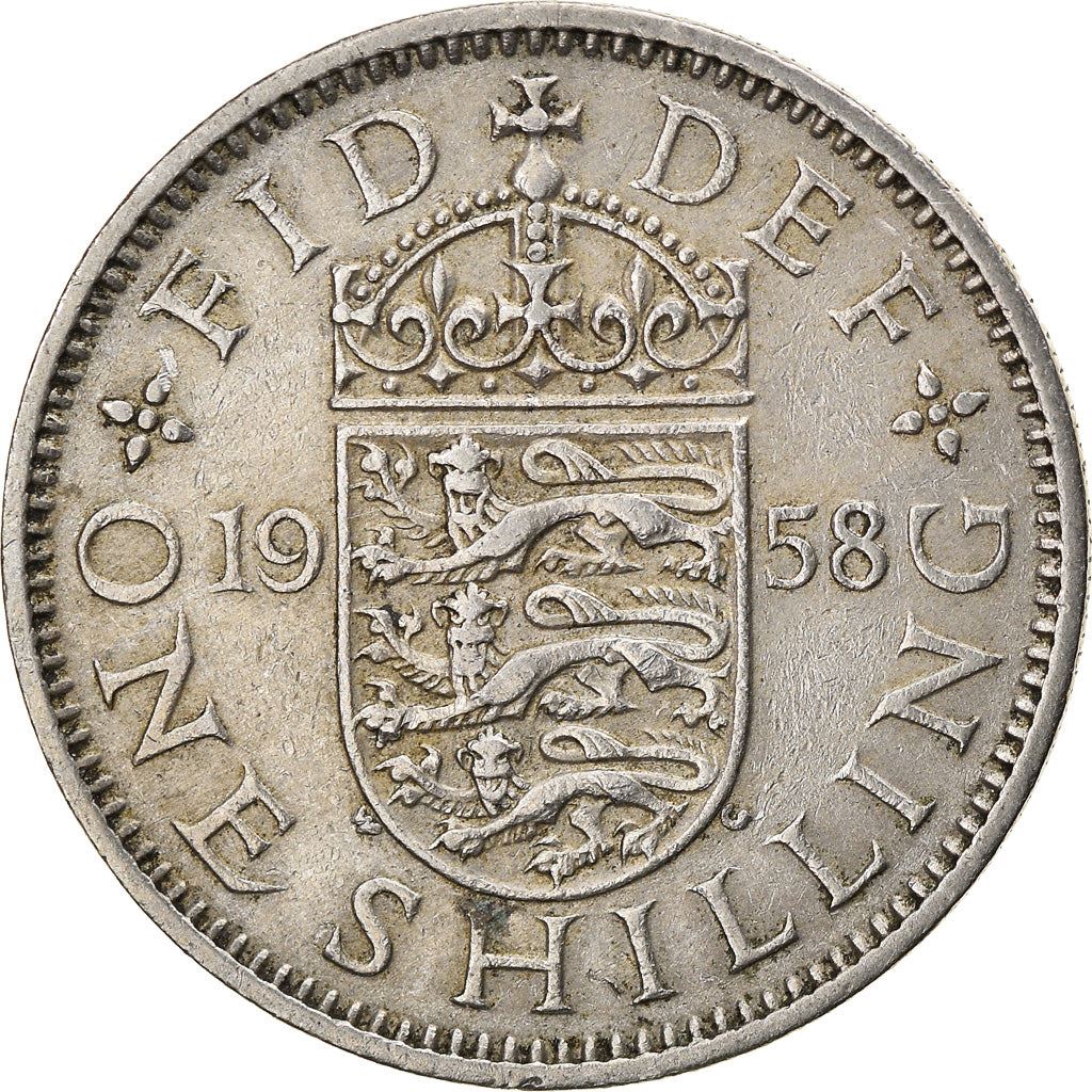 United Kingdom 1 Shilling - Elizabeth II English shield | no 'BRITT:OMN' | Coin KM904 1954 - 1970