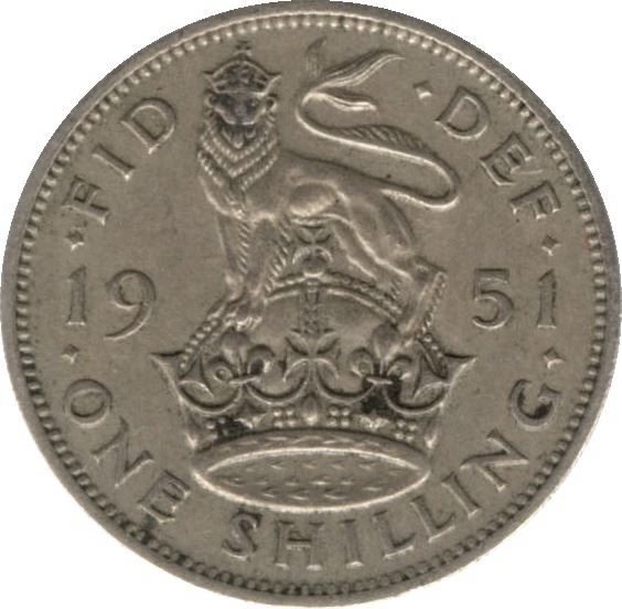 United Kingdom 1 Shilling - George VI English crest | without 'IND:IMP' | Coin KM876 1949 - 1952