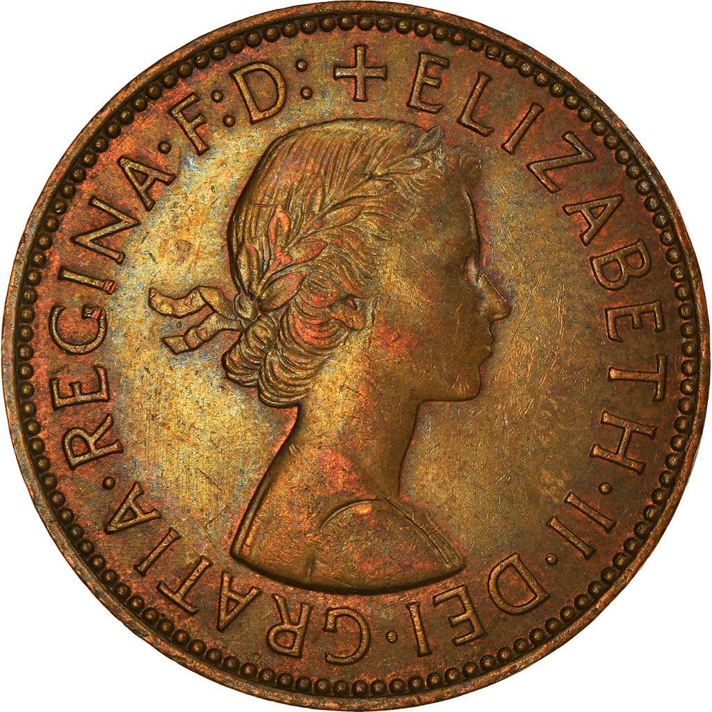 United Kingdom ½ Penny - Elizabeth II 1st portrait | without 'BRITT:OMN' | Coin KM896 1954 - 1970