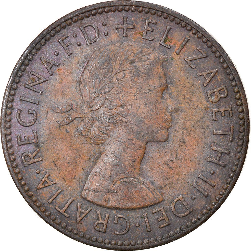 United Kingdom ½ Penny - Elizabeth II 1st portrait | without 'BRITT:OMN' | Coin KM896 1954 - 1970