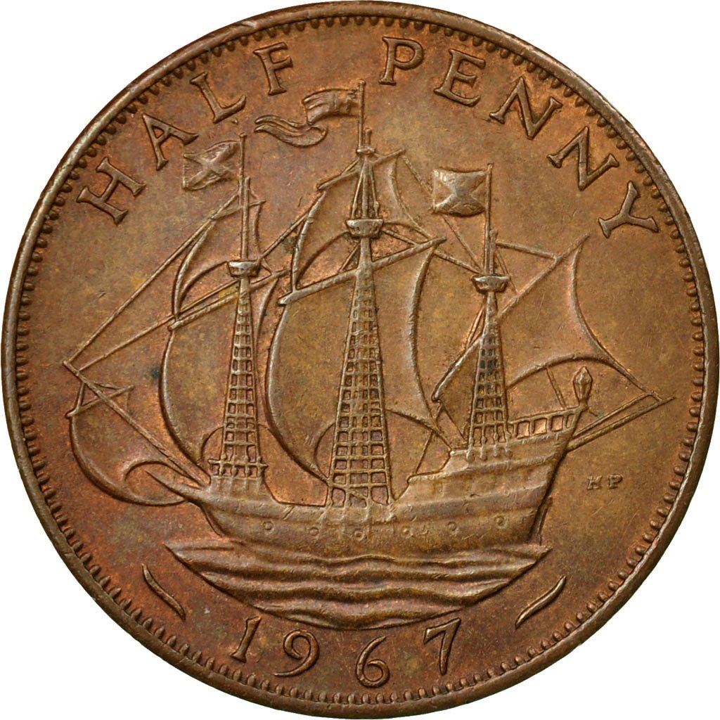 United Kingdom ½ Penny - Elizabeth II 1st portrait | without 'BRITT:OMN' | Coin KM896 1954 - 1970