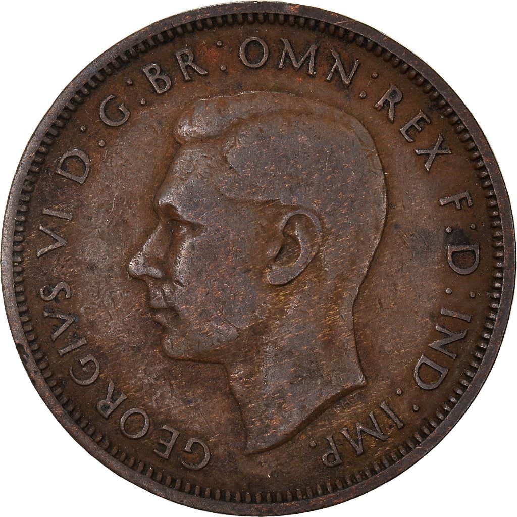 United Kingdom 1/2 Penny - George VI with 'IND:IMP' | Coin KM844 1937 - 1948