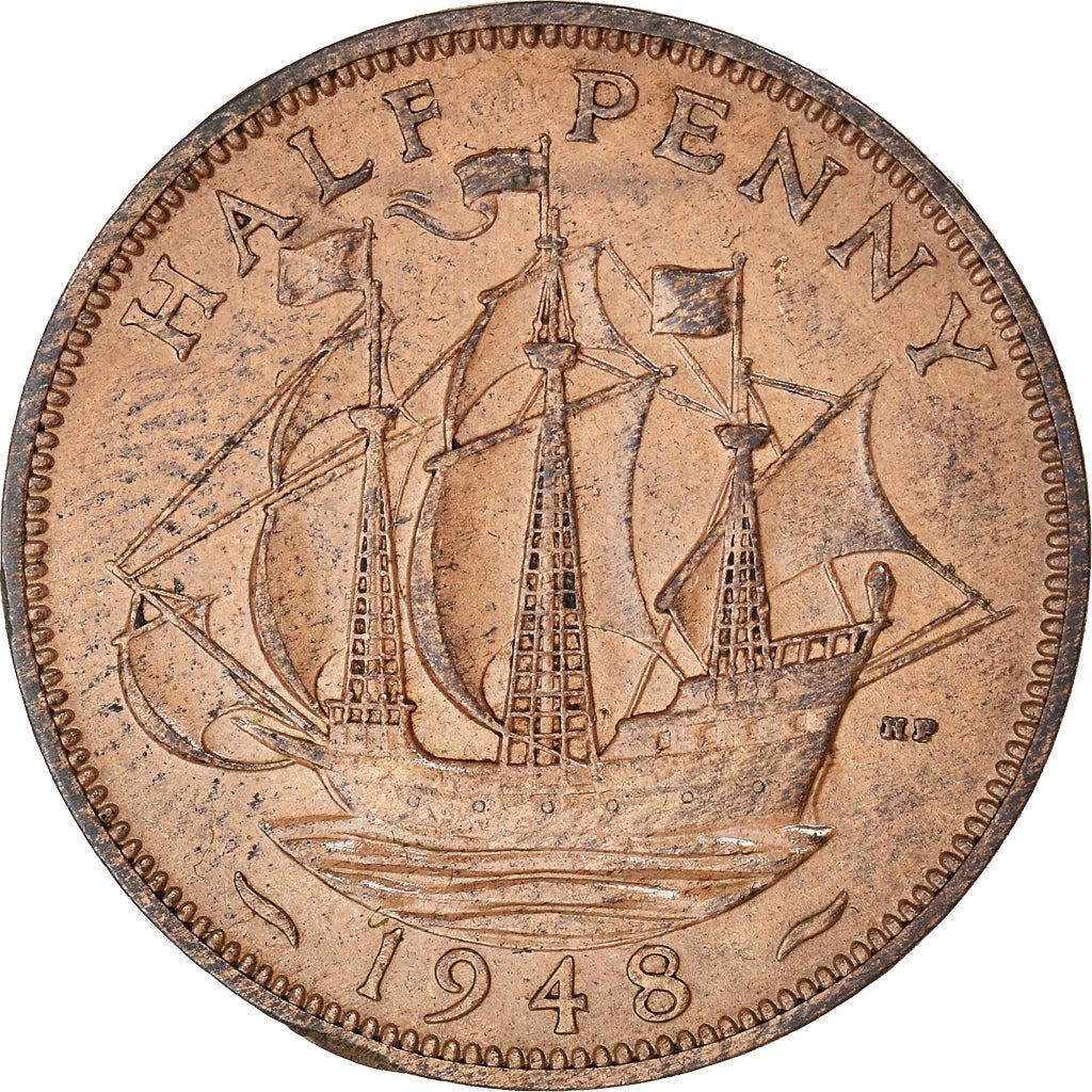 United Kingdom 1/2 Penny - George VI with 'IND:IMP' | Coin KM844 1937 - 1948