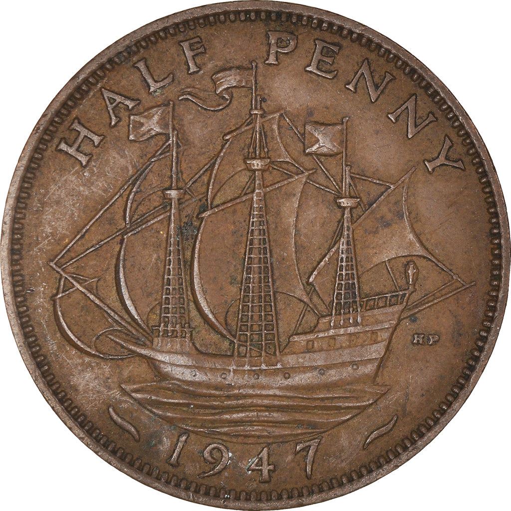 United Kingdom 1/2 Penny - George VI with 'IND:IMP' | Coin KM844 1937 - 1948