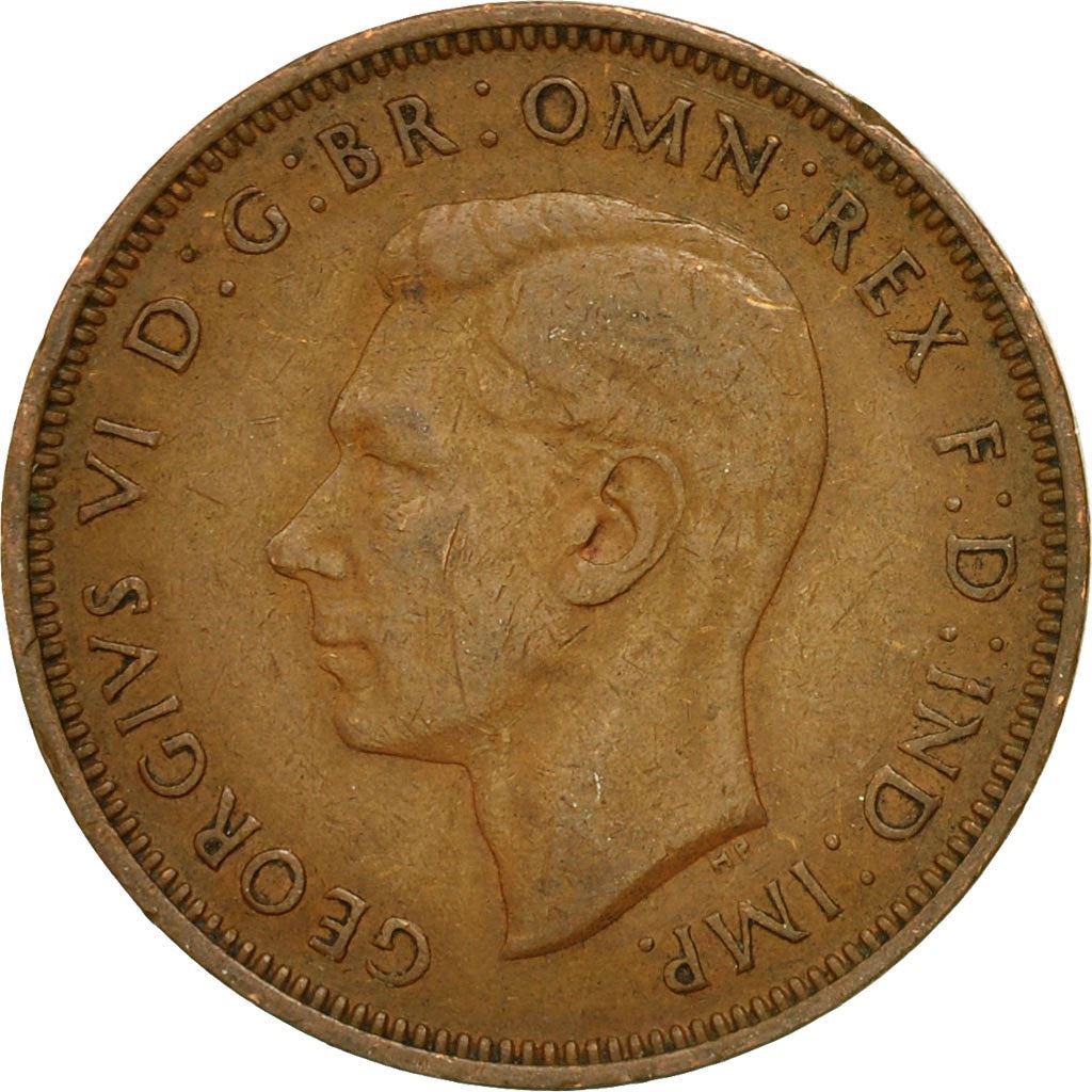 United Kingdom 1/2 Penny - George VI with 'IND:IMP' | Coin KM844 1937 - 1948