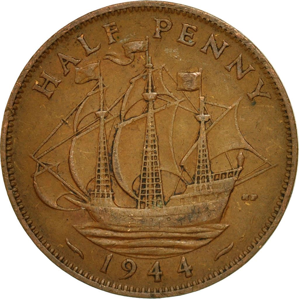 United Kingdom 1/2 Penny - George VI with 'IND:IMP' | Coin KM844 1937 - 1948